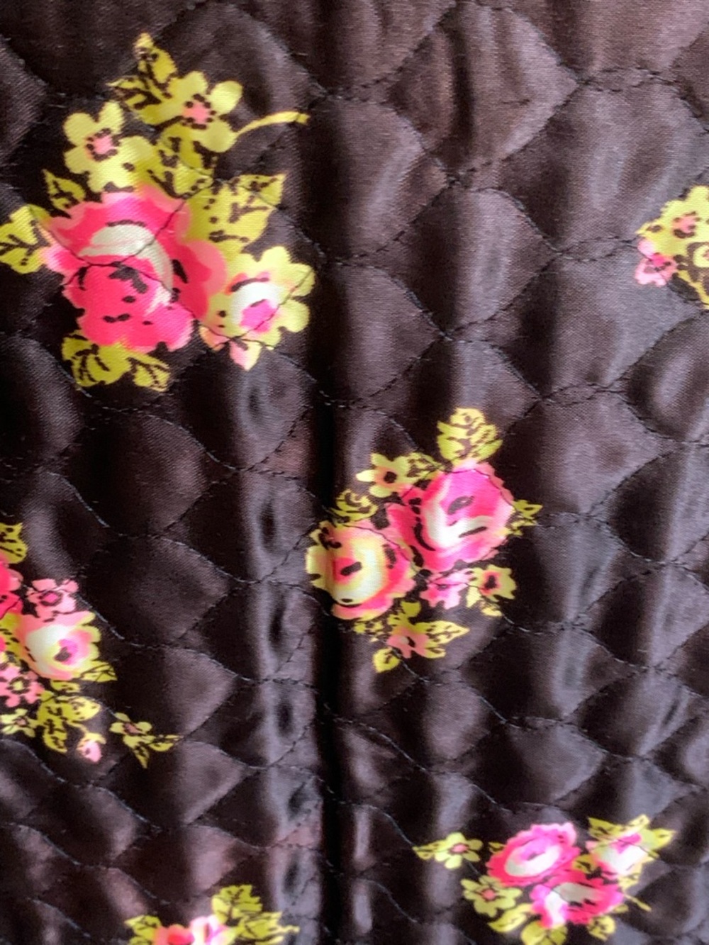 Black Quilted Maxi Skirt with Pink Floral Border - Picture 2 of 11